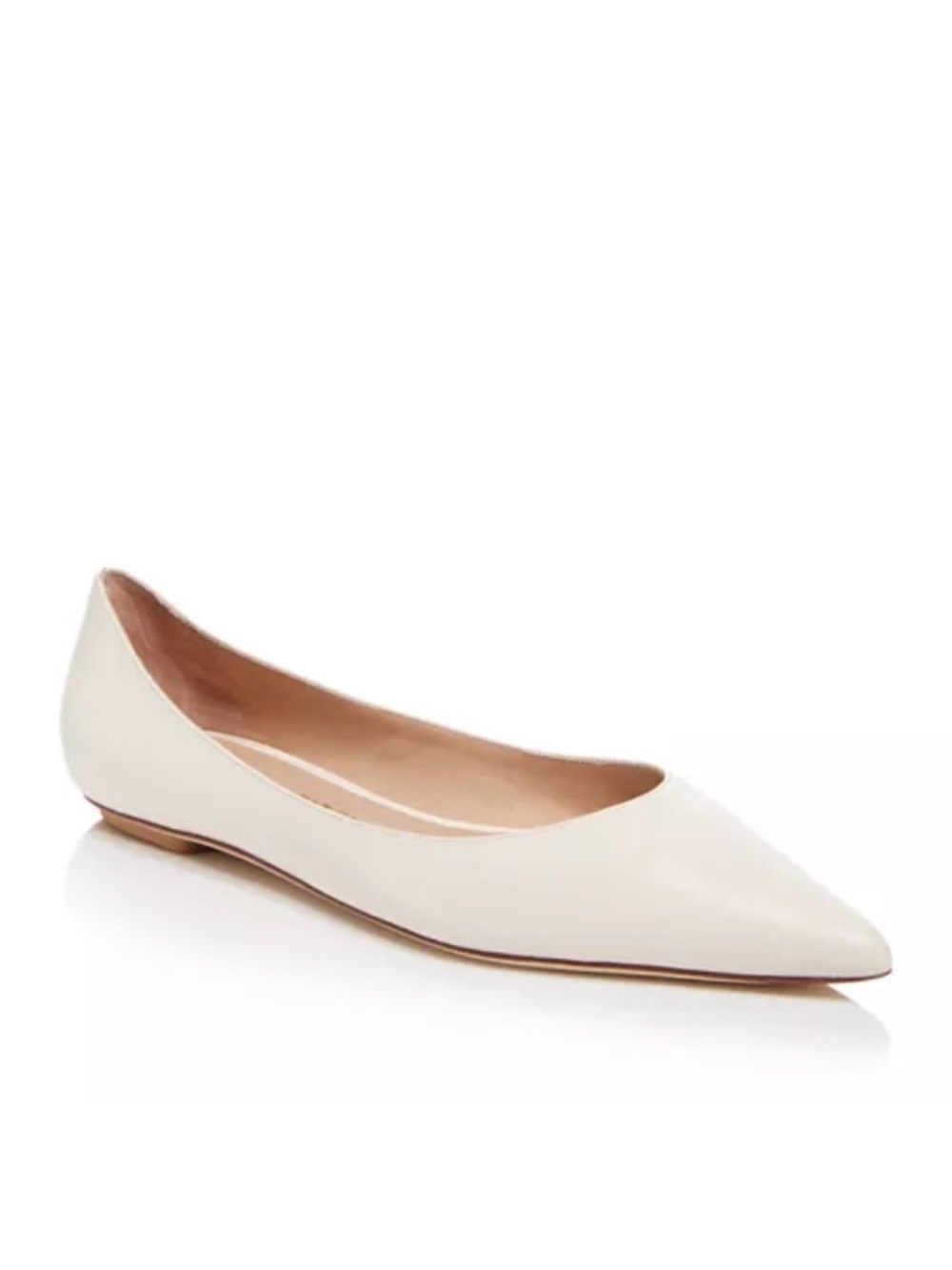 New Stuart Weitzman Emilia Pointed Toe Flat Cream Patent Sz 7.5